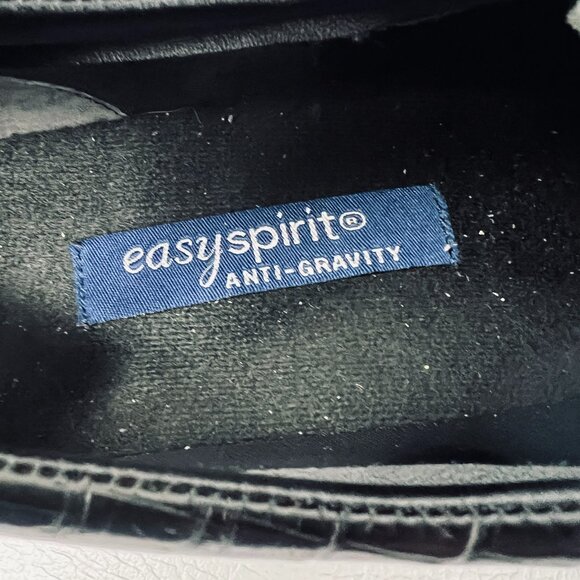 Easy Spirit Anti-Gravity Shoes Womens 9.5 D  Black Croc Embossed Leather Comfort - Picture 8 of 10